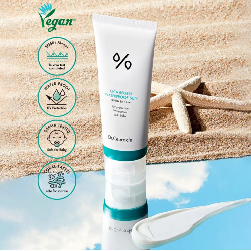 Dr.Ceuracle Cica Regen Waterproof Sun SPF50+ 100ml Водостійкий сонцезахисний крем з центелою азіатською