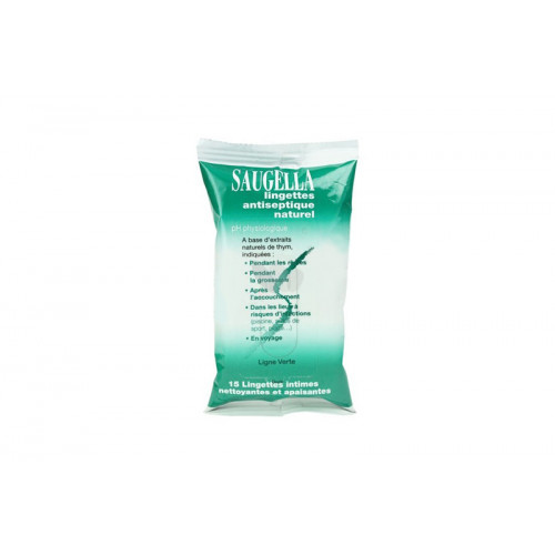 Saugella Antiseptique Naturel 15 Lingettes Антисептичні серветки для інтимної гігієни