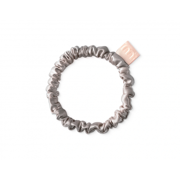 MON MOU Silk Slim Scrunchie Тонка шовкова резинка (сіро-бежева)