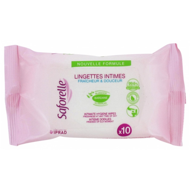 Saforelle Lingettes Intimes 10 Lingettes Вологі серветки для інтимної гігієни